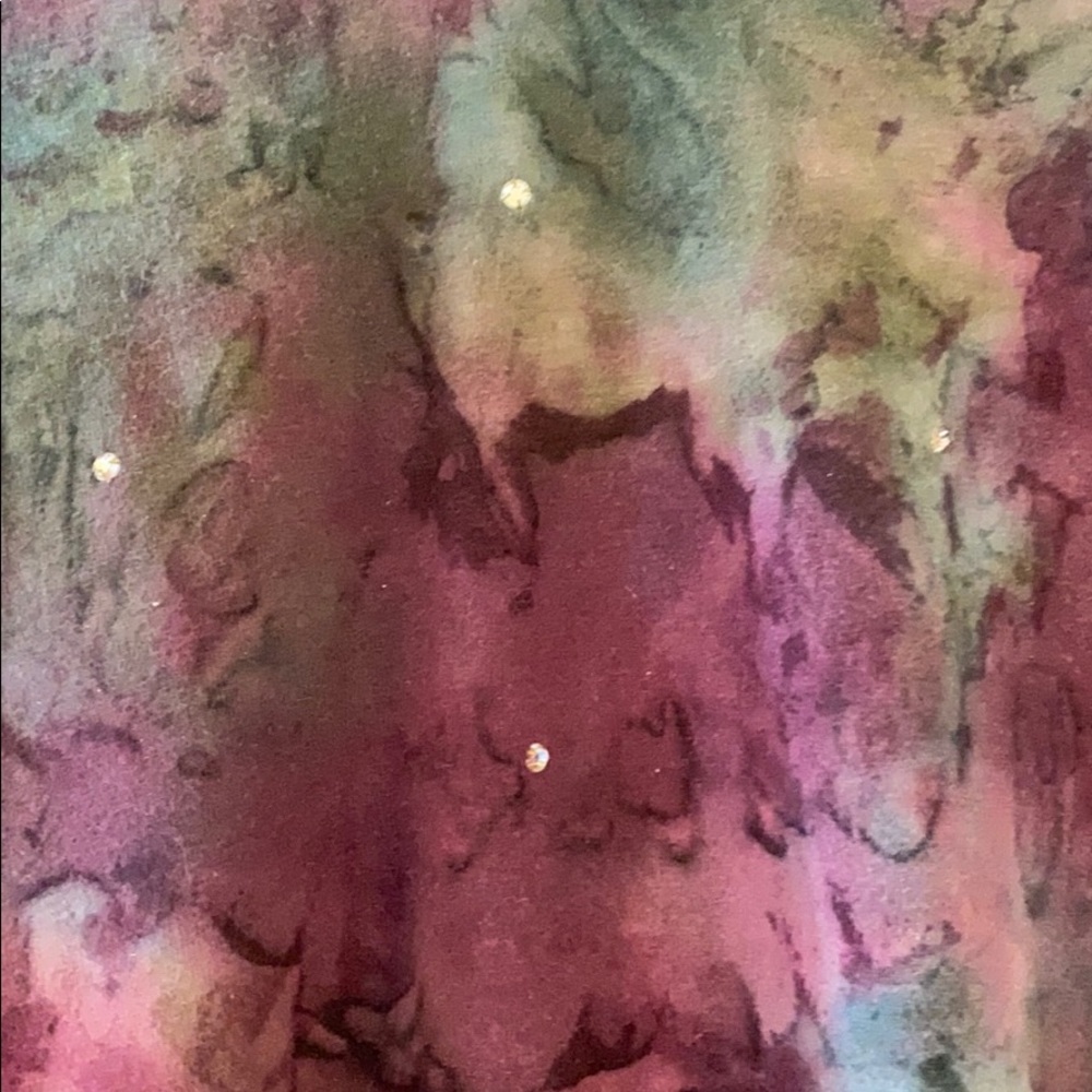 Split Neck Tie-Dyed Pattern Tunic W/ Rhinestones - image 3